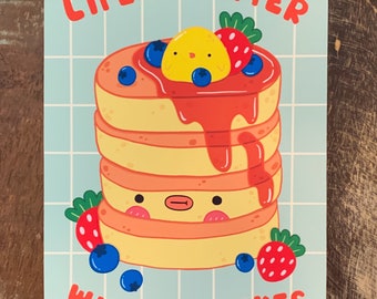 Life Is Butter With Pancakes Art Print-Cute Food Art-Cute Punny Art