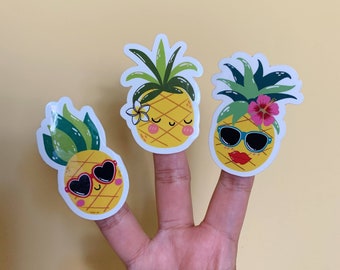 Cute Pineapple Waterproof Glossy Vinyl Stickers-Hawaii Sticker