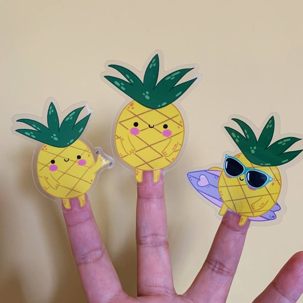 Bubbie The Pineapple Transparent Vinyl Stickers-Cute Pineapple Stickers