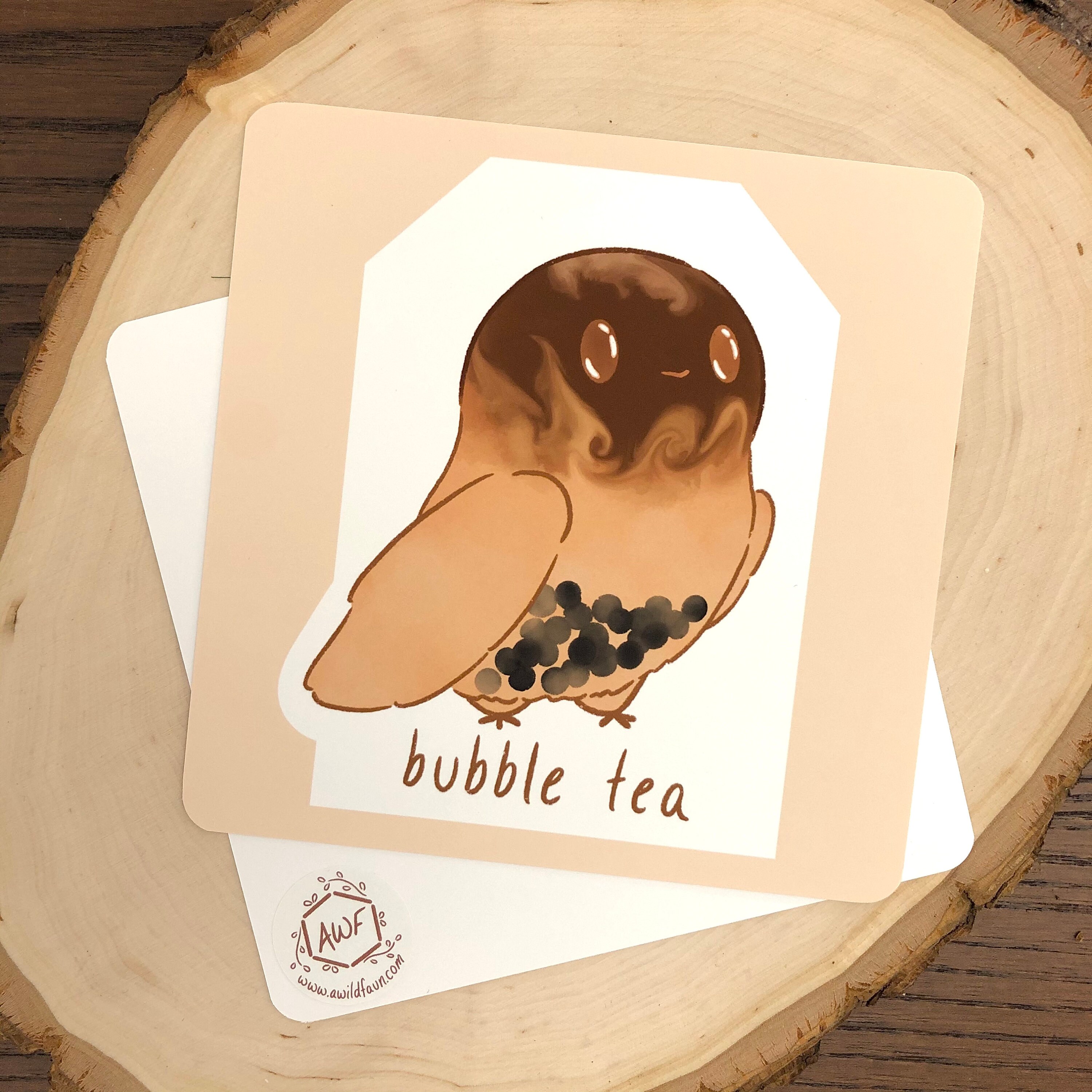 Bubble Tea Owl Art Print awildfaun Illustrated Print Tea & Etsy