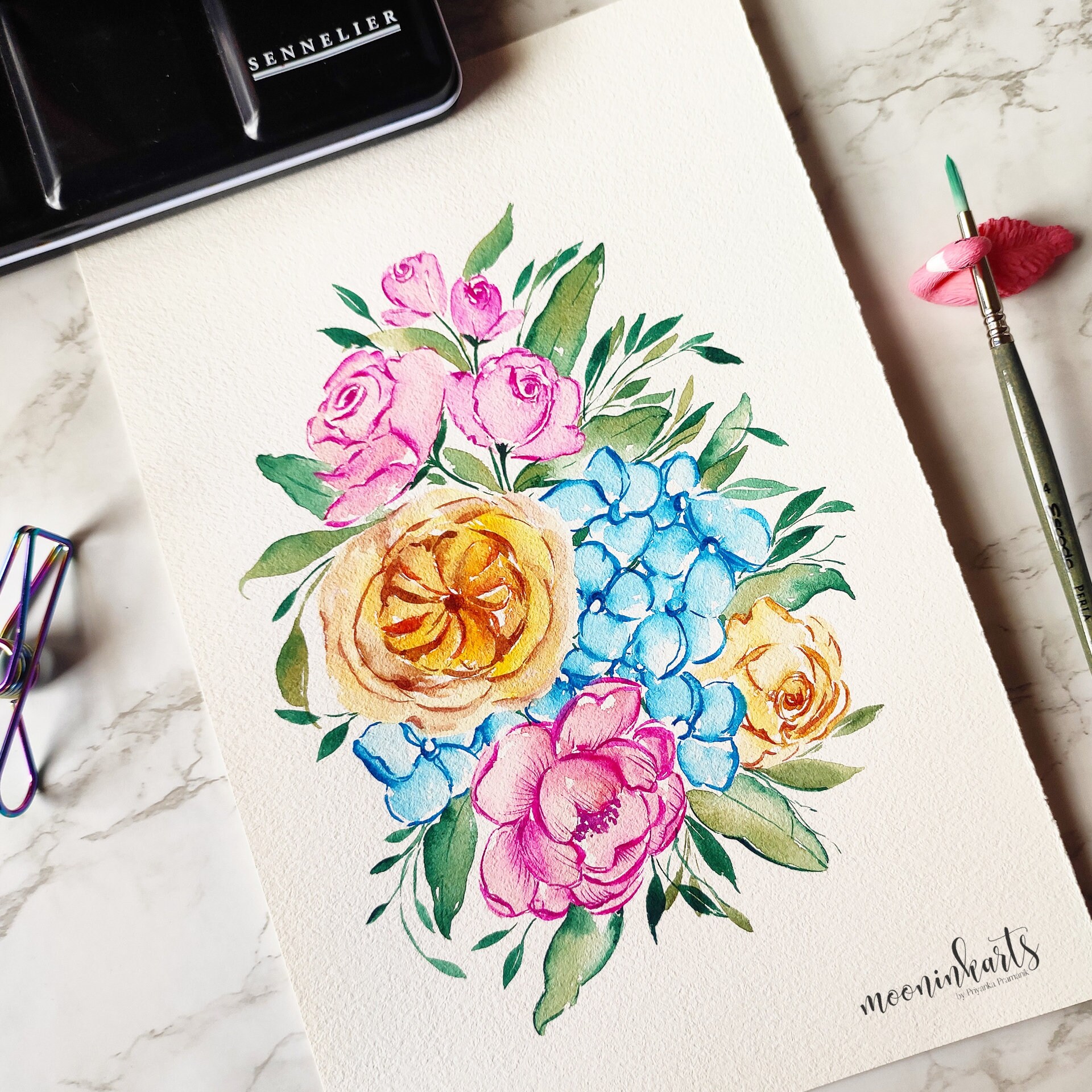 Floral Bouquet Original Art Etsy