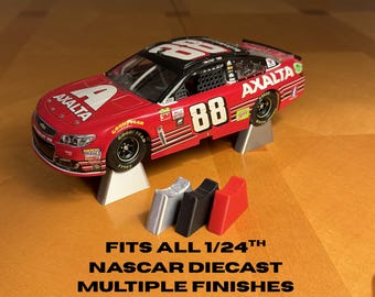 1/24 Diecast Stand Set of 4 | Universal Fit for All 1/24 NASCAR Model Cars 3D Printed Diecast Display Holder | Black and Metallic Finishes