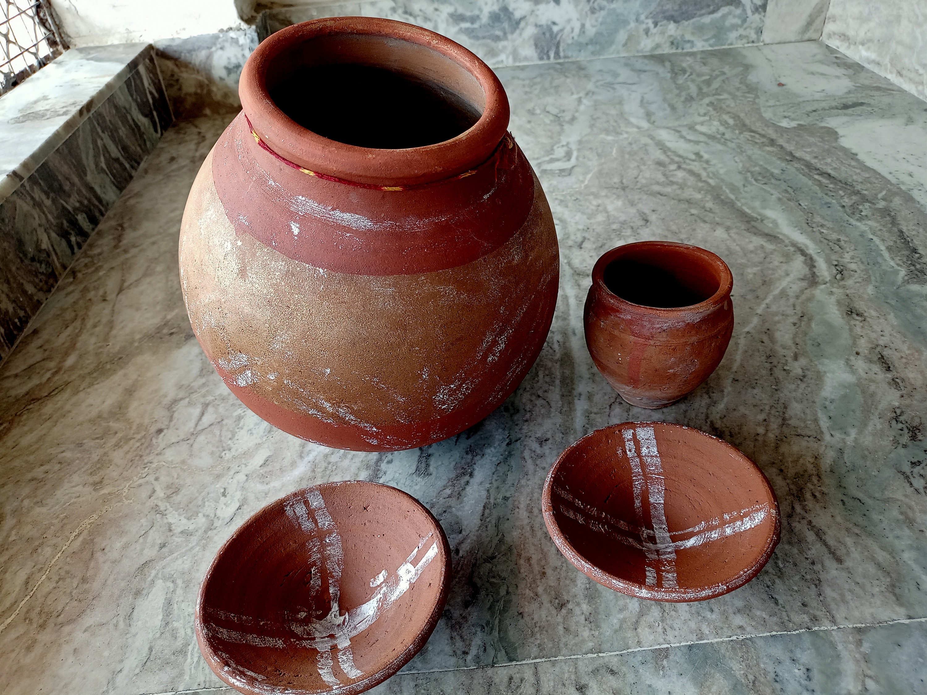 Earthenware pitcher INDIAN clay water pot with 2 clay lid and Etsy