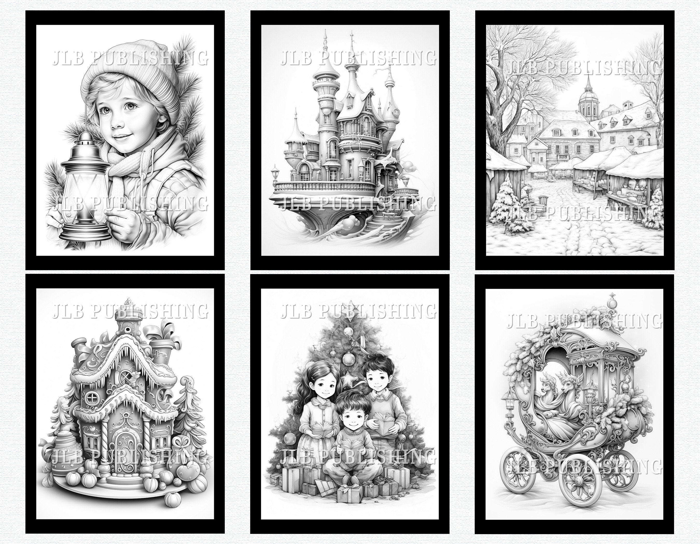 50-grayscale-vintage-christmas-coloring-pages-adult-coloring-book