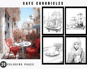 Libro para colorear Crónicas del Café / 30 páginas imprimibles (archivo PDF)
