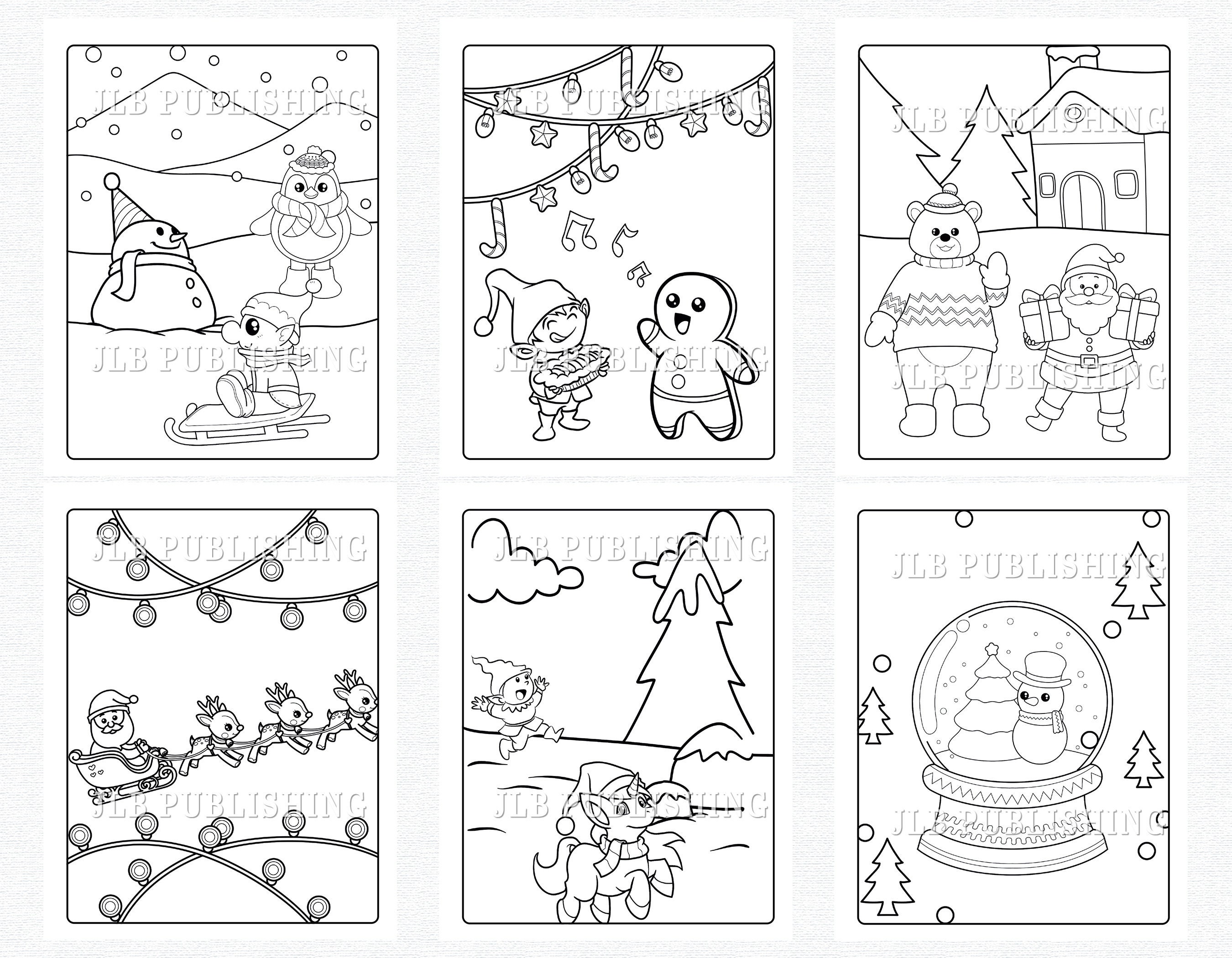 30 Christmas Coloring Pages Set 1, Christmas Printable, Christmas Games
