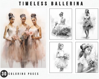 Dibujos para colorear de bailarinas / 30 diseños imprimibles (PDF)
