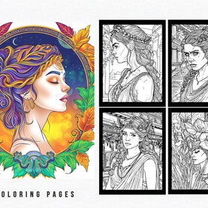 40 Greek Goddesses Coloring Pages | Adult Coloring Book Download| Printable Page |Printable PDF file| Kid Coloring Book