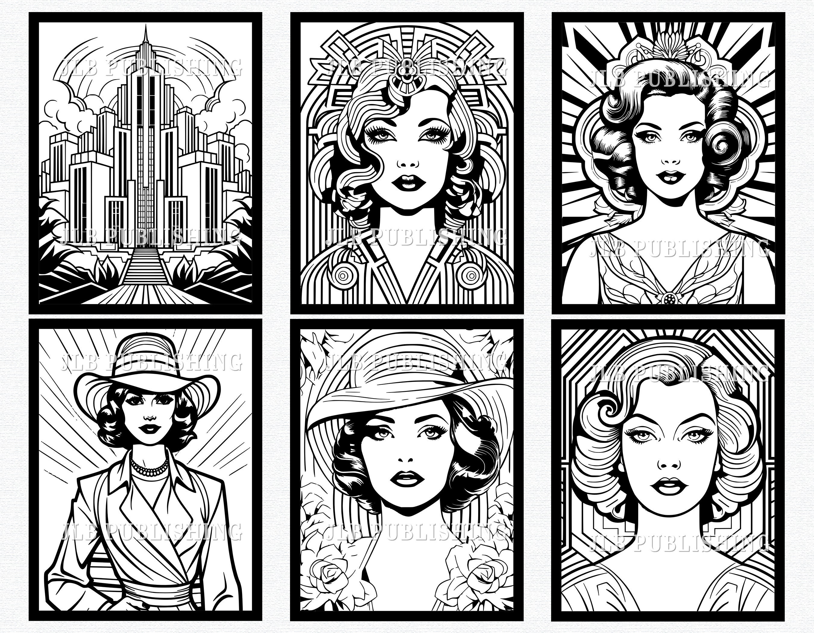 40 World of Art Deco Coloring Pages Adult Coloring Book Download ...