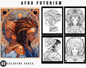 Libro para colorear de afrofuturismo / 40 páginas imprimibles (PDF)