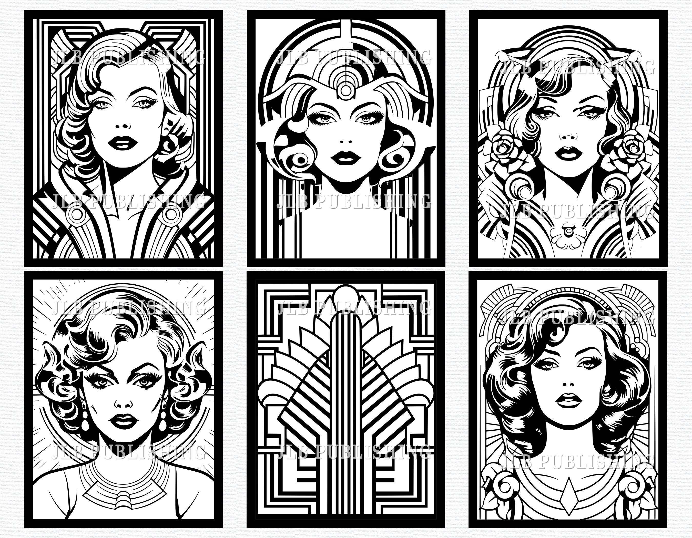 40 World of Art Deco Coloring Pages Adult Coloring Book Download ...