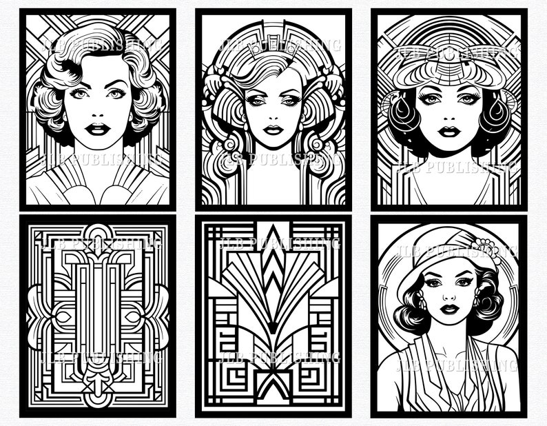 40 World of Art Deco Coloring Pages | Adult Coloring Book Download ...