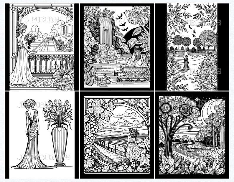 30 Art Nouveau Vision Coloring Pages Adult Coloring Book Download ...