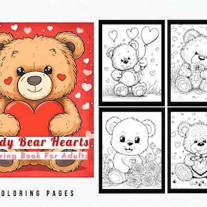 40 Teddy Bear Hearts Coloring Pages | Kid Coloring Book Download| Printable Page |Printable PDF file| Kid Coloring Pages