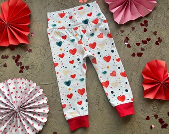 Baby heart print cotton jersey leggings, toddler classic fit leggings.