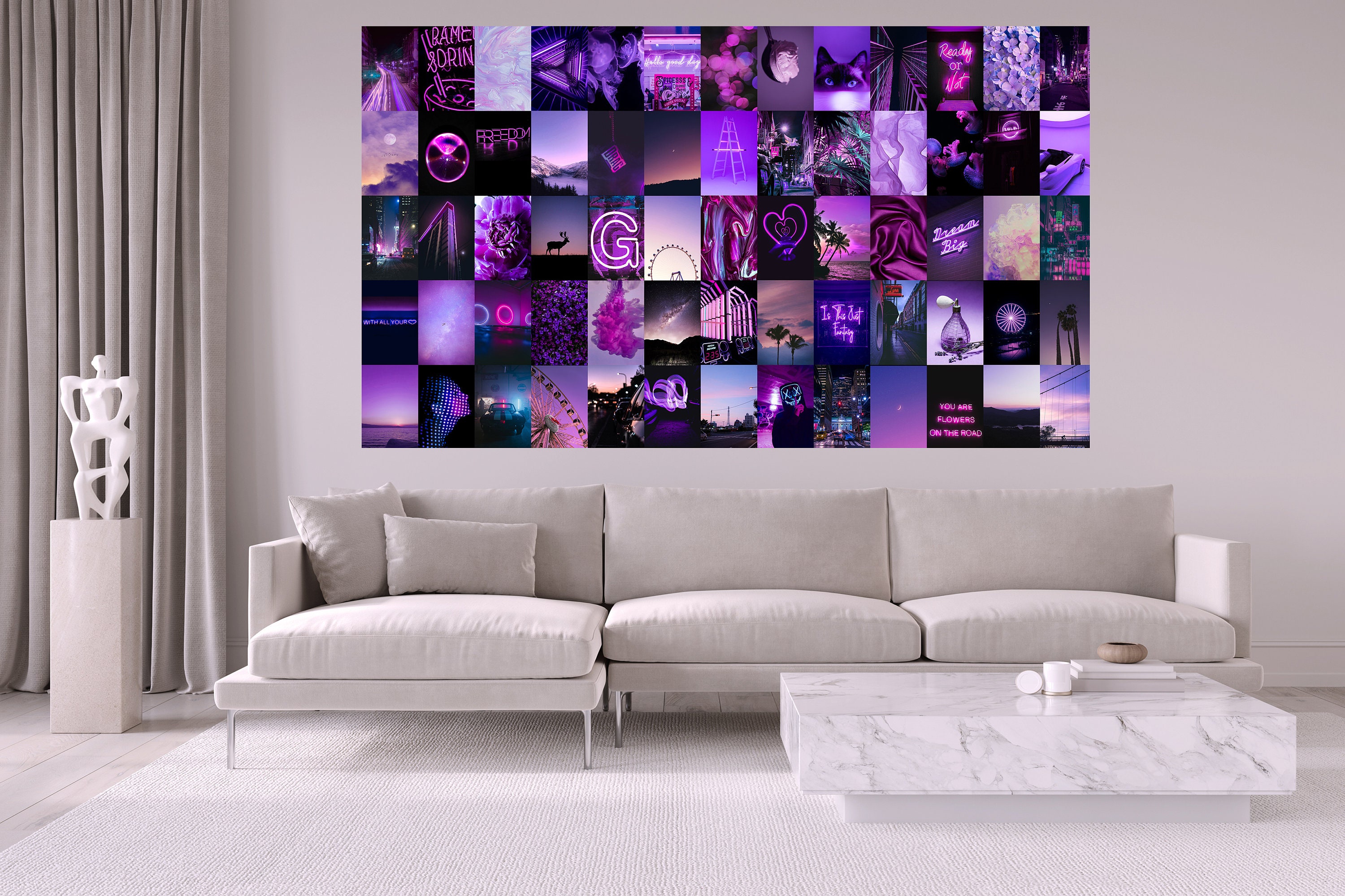 Purple Wall Collage Kit Digital 100pcs Aesthetic Wall Collage Etsy