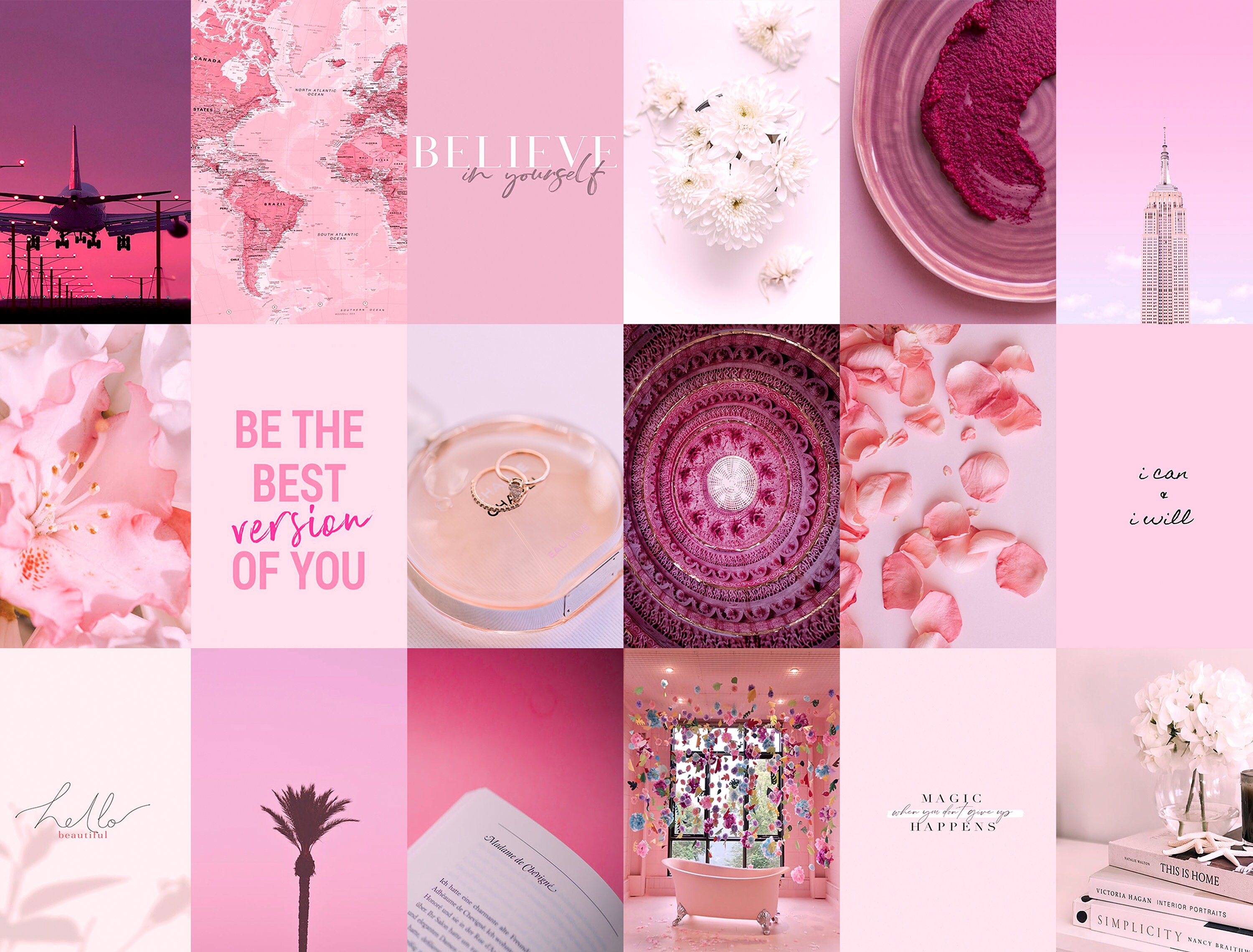 Pink Wall Collage Kit Aesthetic Wall Art 100PCS Photo Etsy