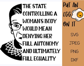 The state controlling a woman's body would mean denying her full autonomy and ultimately full equality JPEG DXF SVG cricut file