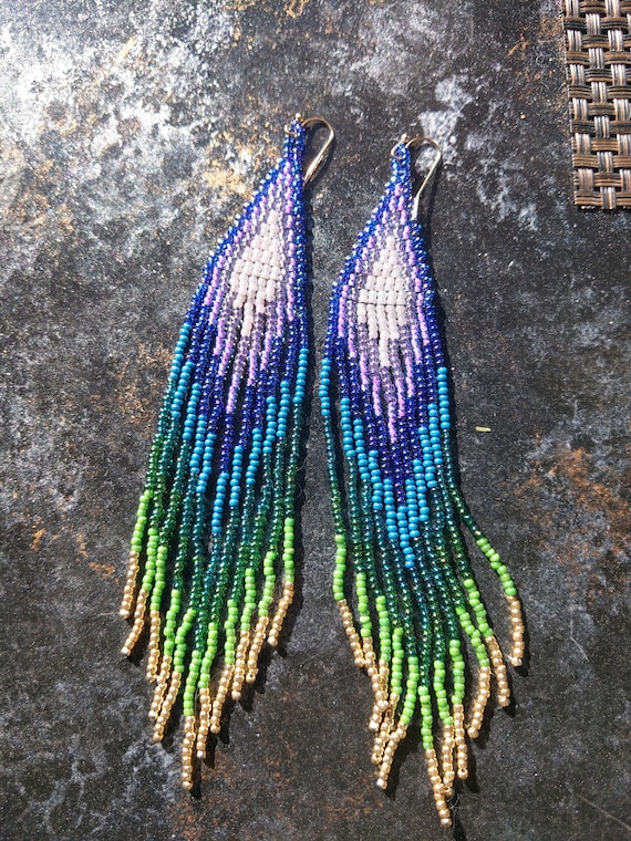 Beaded peacock hotsell earrings