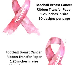Breast Cancer Sports Transfer Paper B36, Pink Ribbon and Stitches for Clay Earrings, Water Soluble Transfer Paper for Polymer Clay Earrings