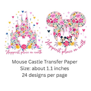 Carta transfer per argilla polimerica "Magic Mouse" n. D11-13, motivo a castello per orecchini estivi, carta transfer idrosolubile per orecchini in argilla polimerica