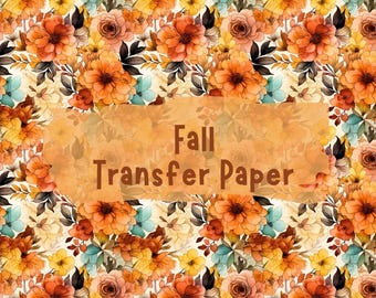 Fall Floral Clay Transfer Paper #HF52, Orange Autumn Flower Pattern for Clay Earrings, Water Soluble Transfers for Polymer Clay Earrings
