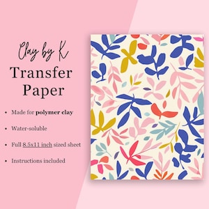 Colorful Matisse Clay Transfer Paper #F111, Bright Abstract Clay Earring Pattern, Water Soluble Transfer Paper for Polymer Clay Earrings
