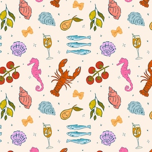 Italian Summer Clay Transfer Paper #CS3, Preppy Coastal Pattern for Beach Earrings, Water Soluble Transfer Paper for Polymer Clay Earring