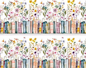 Floral Bookshelf Clay Transfer Paper #Book9, Spring Boho Books Earring Pattern, Water Soluble Transfer Paper for Polymer Clay Earrings