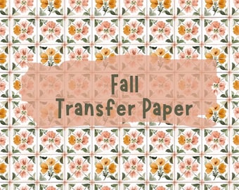Fall Watercolor Clay Transfer Paper #HF55, Muted Autumn Pattern for Clay Earrings, Water Soluble Transfers for Polymer Clay Earrings