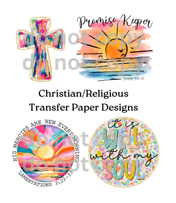 Christian Clay Transfer Paper, Religious Earring Transfer Paper R17-21, Water Soluble Transfer Paper for Polymer Clay Earring