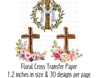 Kreuz Ton Transferpapier, florale Osterkreuz Designs für christlichen Glauben Ohrringe, wasserlösliches Transferpapier für Polymer Clay Ohrringe