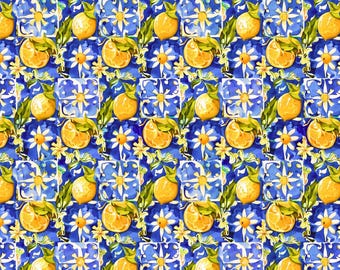 Lemon Clay Transfer Paper #F90, Blue Tile & Fruit Clay Transfer Paper for Summer, Water Soluble Transfer Paper for Polymer Clay Earrings