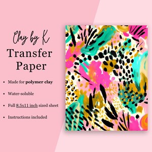 Tropisches Ton Transfer Papier #S21, Bunt Bunt Muster für Summer Clay Ohrringe, Wasserlösliches Transferpapier für Polymer Clay Ohrringe
