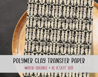 Gothic Halloween Transfer Paper for Polymer Clay #O19, Water Soluble Pattern for Earrings, Clay Jewelry Making, Large 8.5x11 Sheets