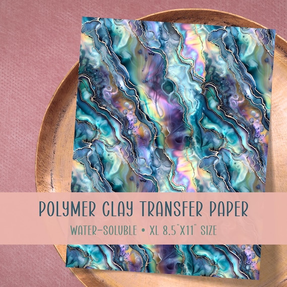 Abalone Shell Clay Transfer Paper #AS3, Seashell Pattern for Handmade Summer Earrings, Water Soluble Transfer Paper for Polymer Clay