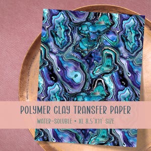 Abalone Shell Clay Transfer Paper #AS2, Seashell Pattern for Handmade Summer Earrings, Water Soluble Transfer Paper for Polymer Clay