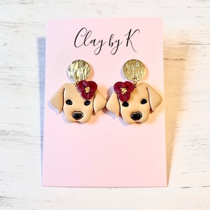 Puppy Dog Clay Earrings, Pet Clay Earrings, Tan Puppy Clay Dangles, Dog Earrings, White Puppy Clay Earrings, Brown Puppy Clay Earrings