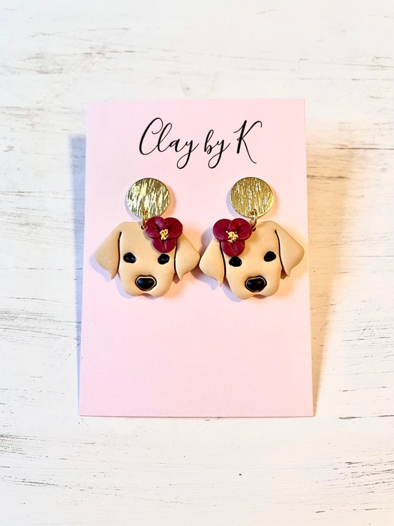 Puppy Dog Clay Earrings Pet Clay Earrings Tan Puppy Clay Dangles Dog Earrings White Puppy Clay Earrings Brown Puppy Clay Earrings