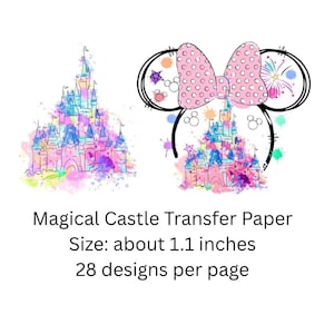 Magische Maus Clay Transfer Paper #D7-9, Schloss Design für Sommerferien Ohrringe, wasserlösliches Transferpapier für Polymer Clay Ohrringe