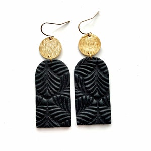 Black Clay Earrings | Fancy Clay Earrings | Clay Dangles | Statement Clay Earrings | Boho Earrings | Black Earrings | Wedding Earrings