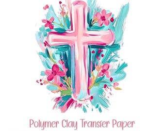 Kreuz Ton Transfer Papier #D-31, Jesus Design für religiöse christliche Glaube Ohrringe, wasserlösliches Transferpapier für Polymer Clay Ohrringe