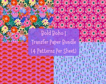 Bold Boho Florals Clay Transfer Paper #BO9, Colorful Boho Pattern for Summer Earrings, Water Soluble Transfer Paper for Polymer Clay Earring
