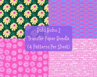 Bold Boho Florals Clay Transfer Paper #BO10, Colorful Boho Pattern for Summer Earring, Water Soluble Transfer Paper for Polymer Clay Earring