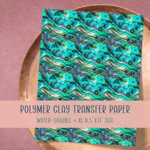 Abalone Muschel Ton Transferpapier #AS5, Muschel Muster für handgemachte Sommer Ohrringe, wasserlösliches Transferpapier für Polymer Clay