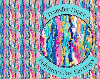 Paint Splatter Clay Transfer Paper #SG7, Colorful Paint Transfer Paper Pattern, Water Soluble Transfer Paper for Polymer Clay Earrings