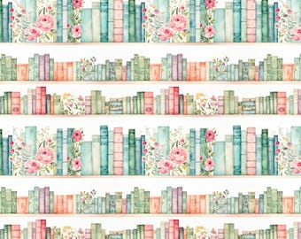 Floral Book Shelf Clay Transfer Paper #Book7, Spring Pastel Books Earring Pattern, Water Soluble Transfer Paper for Polymer Clay Earrings