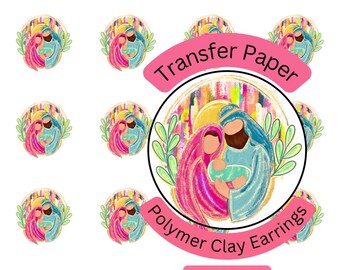Christmas Nativity Clay Transfer Paper #R22, Baby Jesus Christian Transfers, Water Soluble Transfer Paper for Polymer Clay Earrings