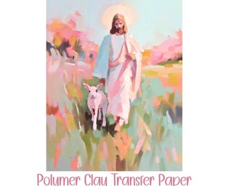 Faith Clay Transfer Paper #D-37, Jesus Design für religiöse christliche Ohrringe, wasserlösliches Transferpapier für Polymer Clay Ohrringe