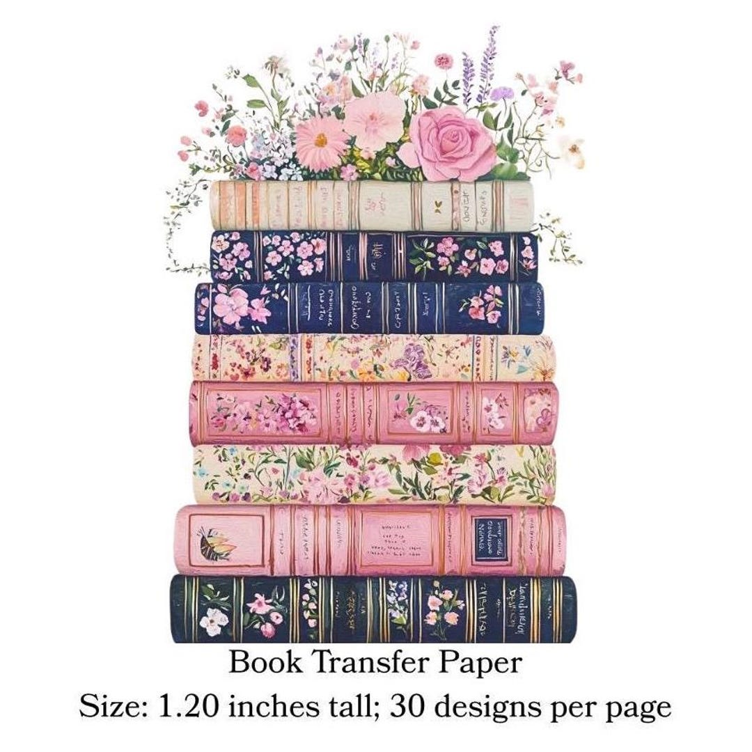 Bookstack Clay Transfer Paper #book13, Floral Book Design for Bookish ...